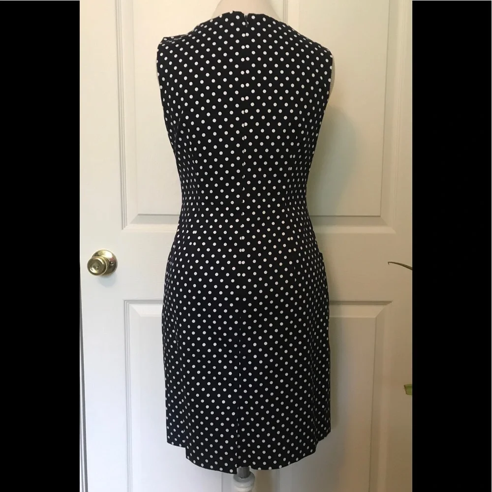 😍GORGEOUS Tahari Navy Blue Polka Dot Dress - Picture 6 of 8